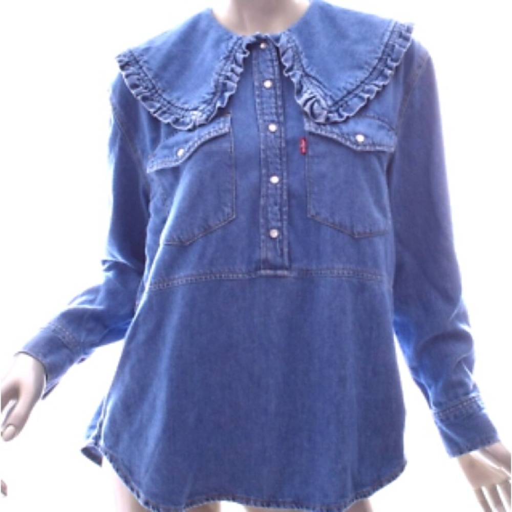 Levis X Ganni Western Denim cotton Shirt Size Large excellent condition